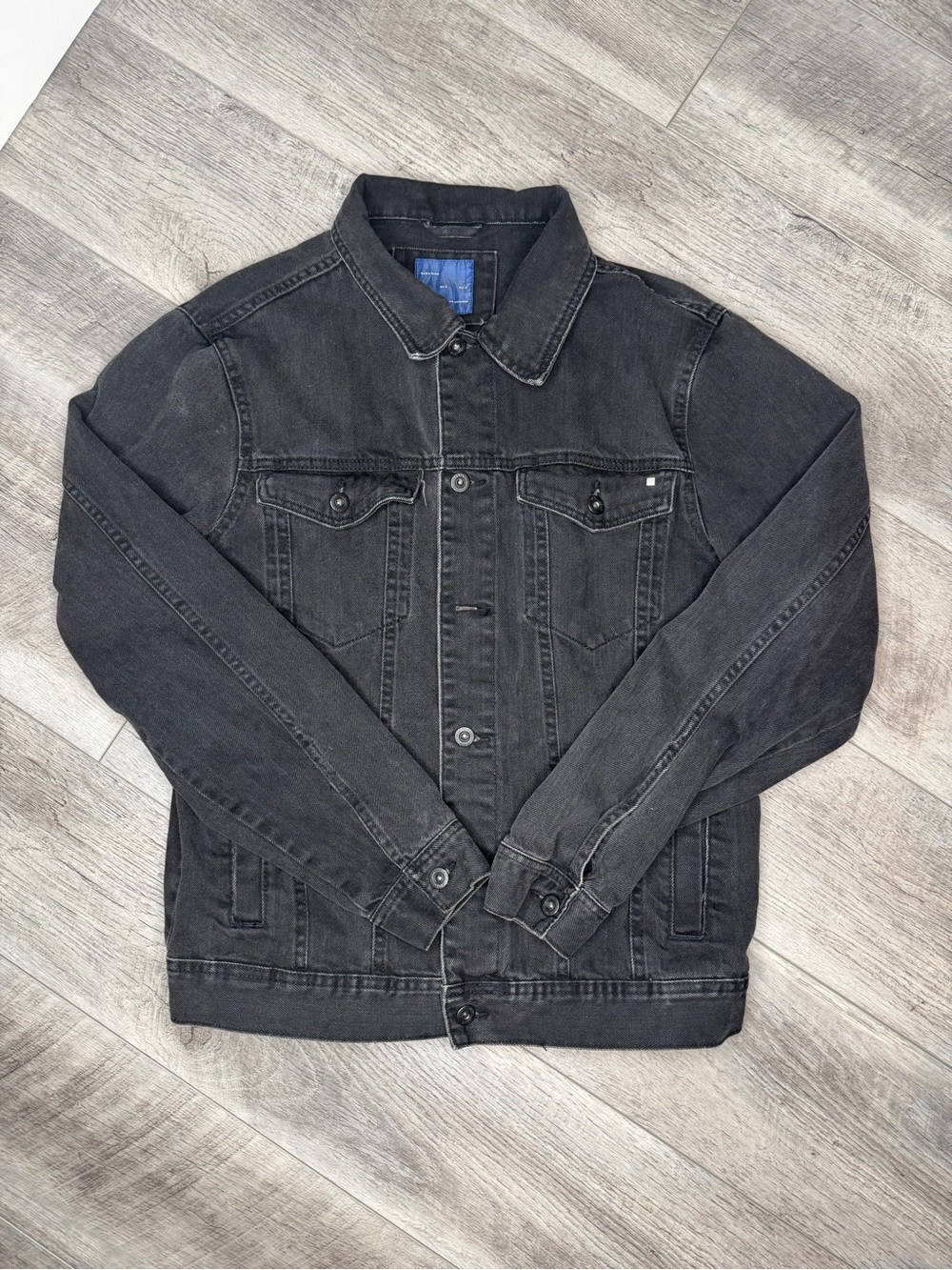 Zara Men's Washed Black Denim Jacket